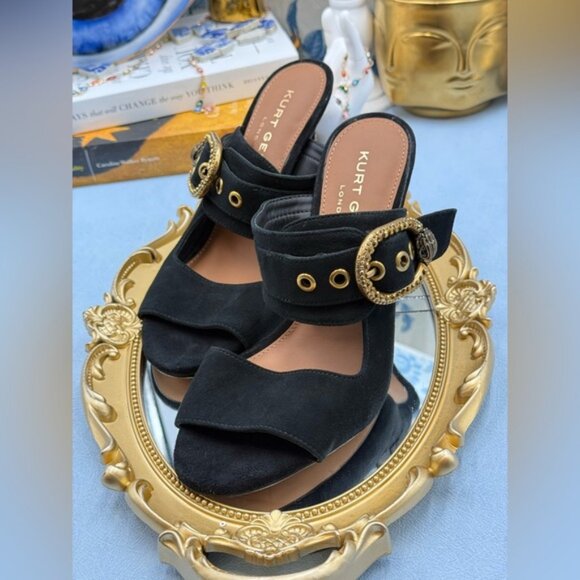 🆕 KURT GEIGER LONDON 🧿 NWOT Mayfair High Mule Buckle Dress Sandal - Sz 37 US 7 - Picture 8 of 16